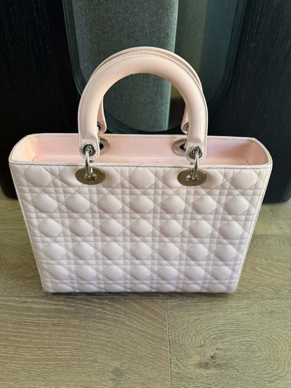 Dior Elegant Light Pink Patent Quilted Top-Handle Women’s Bag lady Dior
